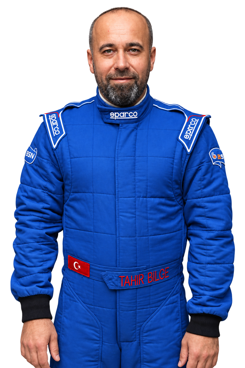 Coach Tahir Bilge in his racing suit